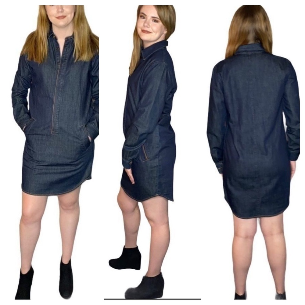 Polo Ralph Lauren Denim Leather‎ Trim Shirt Dress 6